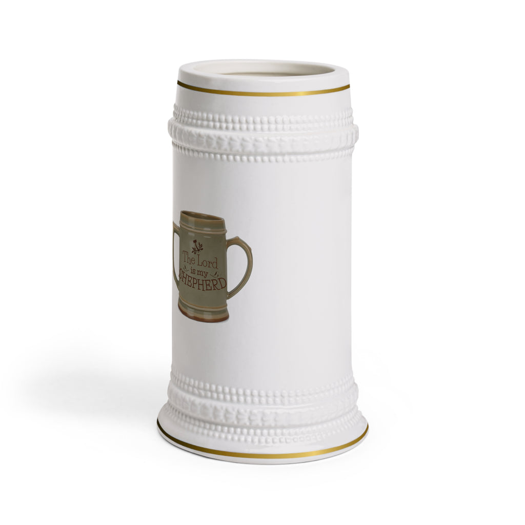 Ceramic Beer Stein Mug — Vintage 'The Lord Is My Shepherd' Faith Design