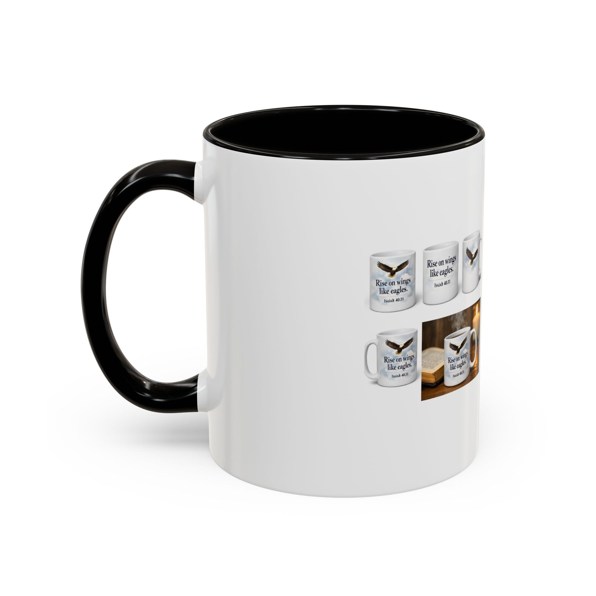 Black-Handled Ceramic Mug – Color Accent Coffee Tea Cup (11oz & 15oz)