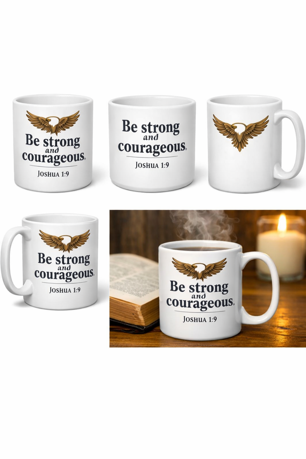 Be Strong and Courageous – Christian Mug (Joshua 1:9)