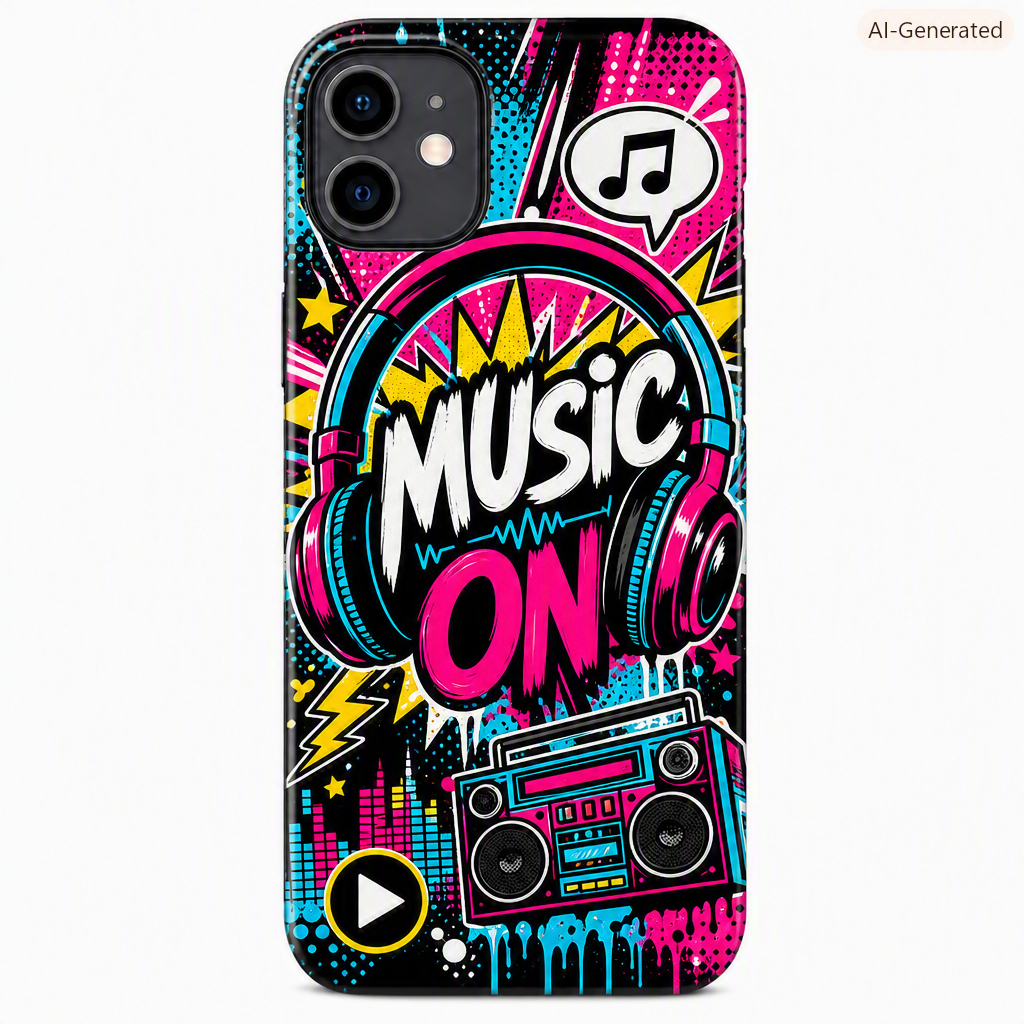 Kids' Phone Case – "Music ON" Colourful Graphic Design